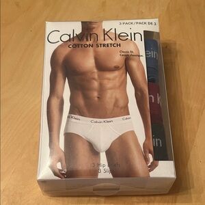 Calvin Klein Cotton Stretch Briefs - 3 Pack - Black, Navy, Burgundy